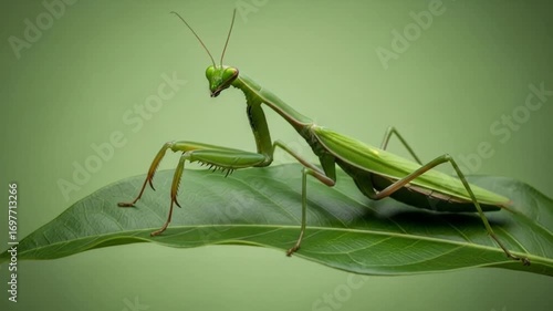 Wallpaper Mural Praying Mantis majestically poses on leaf Torontodigital.ca