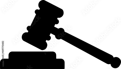 Silhouette of a judge s gavel and sounding block