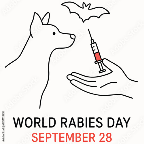 World Rabies Day Awareness Campaign, Dog and Vaccination Concept.