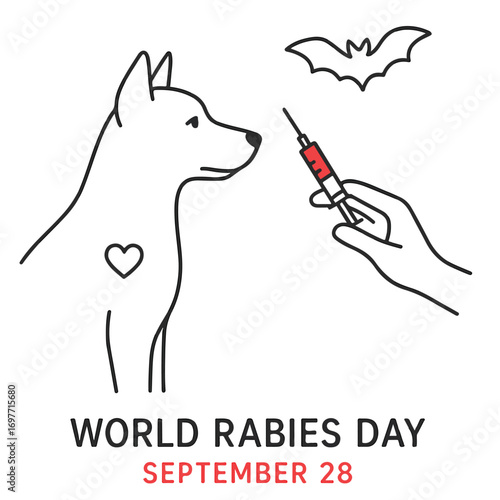 World Rabies Day Awareness Campaign, Dog and Vaccination Concept.