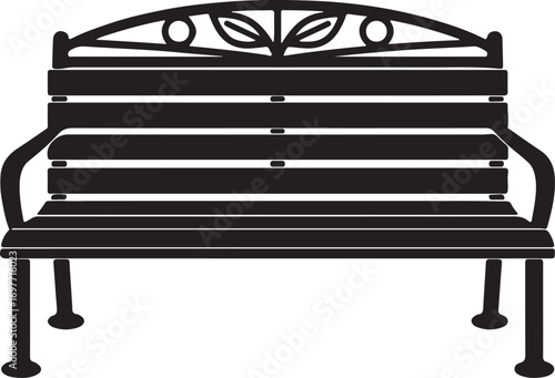 Classic Park Bench Silhouette Outdoor  Garden Furniture Illustration