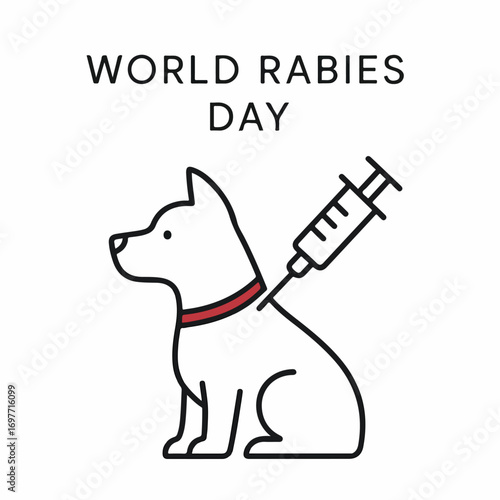 World Rabies Day Awareness Campaign, Dog and Vaccination Concept.