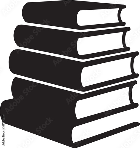 Stack of Books Silhouette  Reading Education Knowledge Icon
