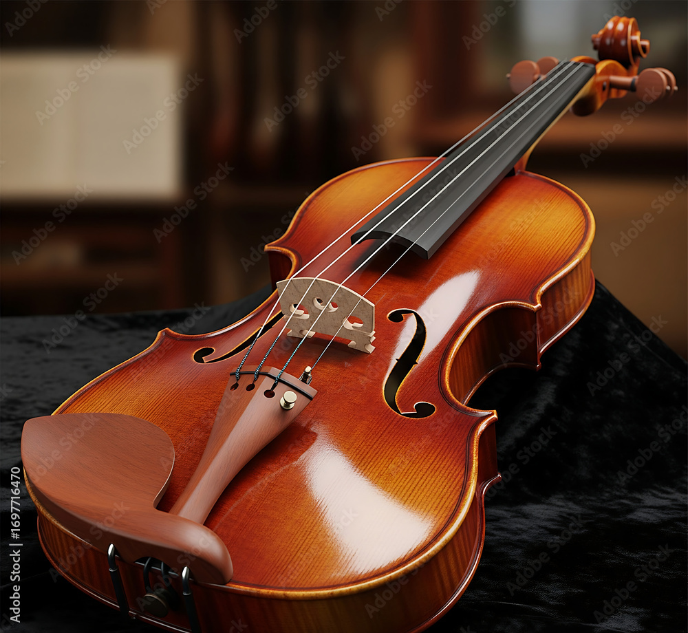 Fototapeta premium violin and bow on wooden background