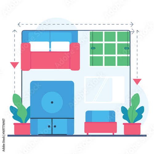 Interior Design Blueprint Assembling Furniture and Room Layout for a Modern Home
