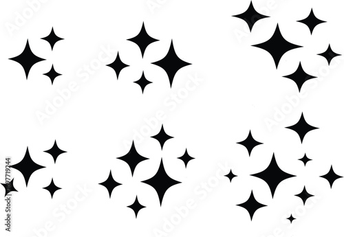 star sparkle icon , Black Starburst Shapes Graphic Design Elements, glitter slash, isolated on white background illustration,
