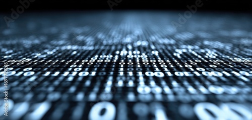 The Binary Code Matrix Stretching Into a Futuristic Digital Data Horizon