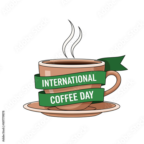 Celebrate International Coffee Day with this Festive Mug Illustration!
