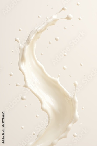 Milk Splash Isolated on Beige Background