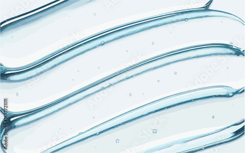 Aqua Gel Swirls: A Refreshing Abstract Illustration of Clear Gel with Blue Tint and Bubbles, Ideal for Hygiene, Beauty, and Skincare Themes