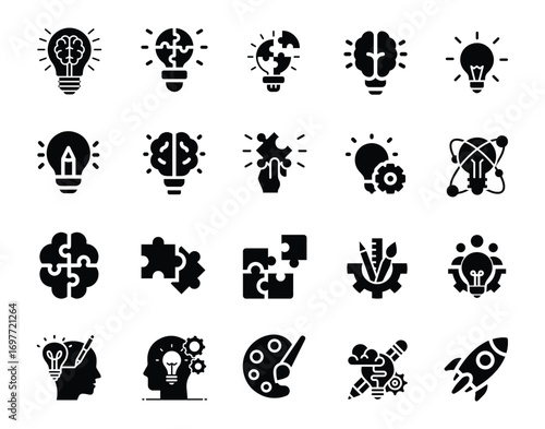 Unlock limitless imagination with this creativity vector icon pack – perfect for designers, creators, and innovators to bring bold ideas to life