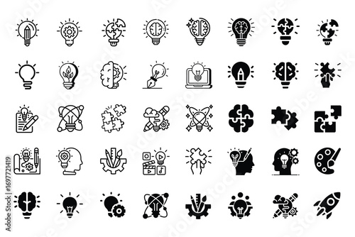 Unlock limitless imagination with this creativity vector icon pack – perfect for designers, creators, and innovators to bring bold ideas to life