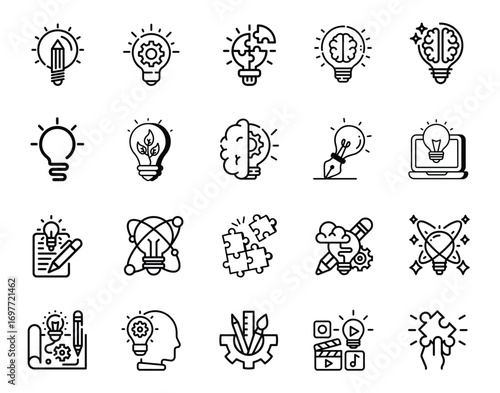 Unlock limitless imagination with this creativity vector icon pack – perfect for designers, creators, and innovators to bring bold ideas to life