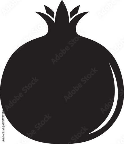 Pomegranate silhouette vector icon, pomegranate fruit icon, pomegranate fruit silhouette on a white background