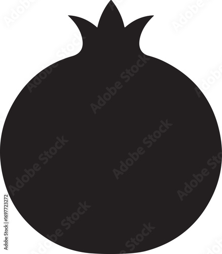 Pomegranate silhouette vector icon, pomegranate fruit icon, pomegranate fruit silhouette on a white background