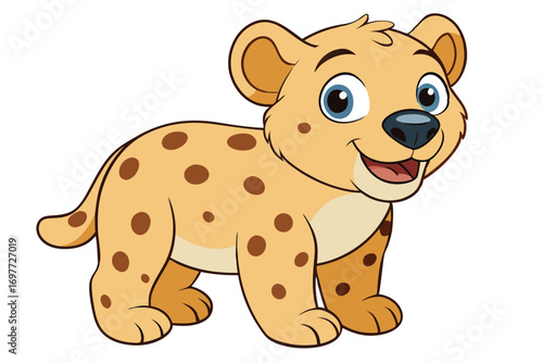 Adorable Cartoon of a Spotted Cub with Joyful Expression