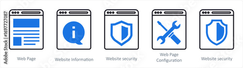 A set of 5 mix icons as webpage, website information, website security
