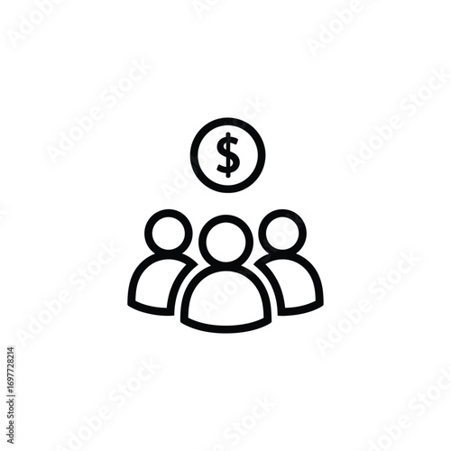 Illustrative concept of financial collaboration and shared economic goals among a group of people, symbolizing collective income or crowdfunding efforts for a project