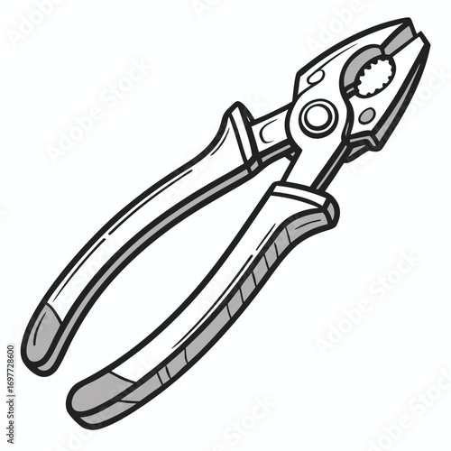 Illustration of a Detailed and Isolated Plier Tool Perfect for Construction and DIY Projects
