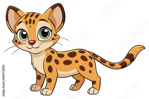 Cartoon Bobcat with Cute Design and White Background