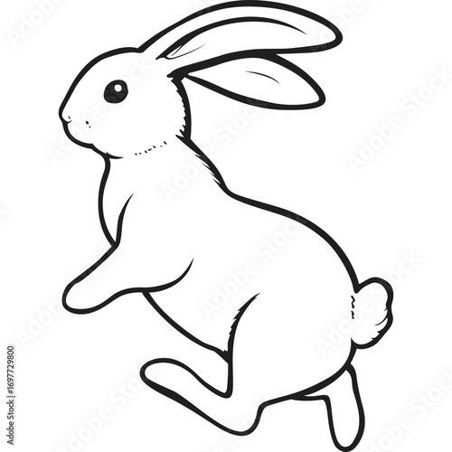 Minimalist Bunny Outline Vector in Black and White