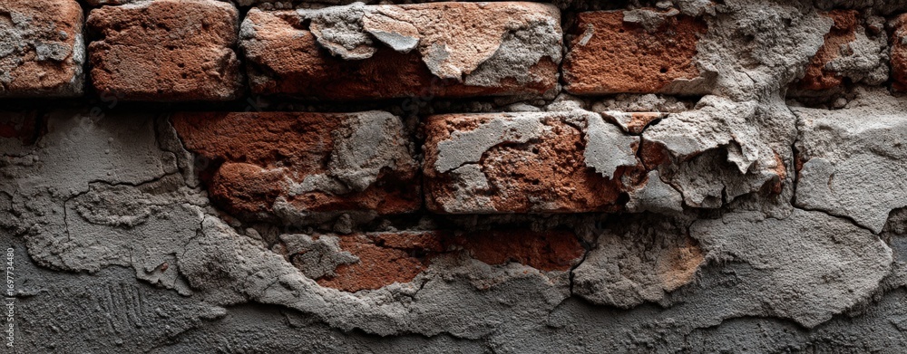 Fototapeta premium This is a close up view of a brick wall that has a noticeable hole in it