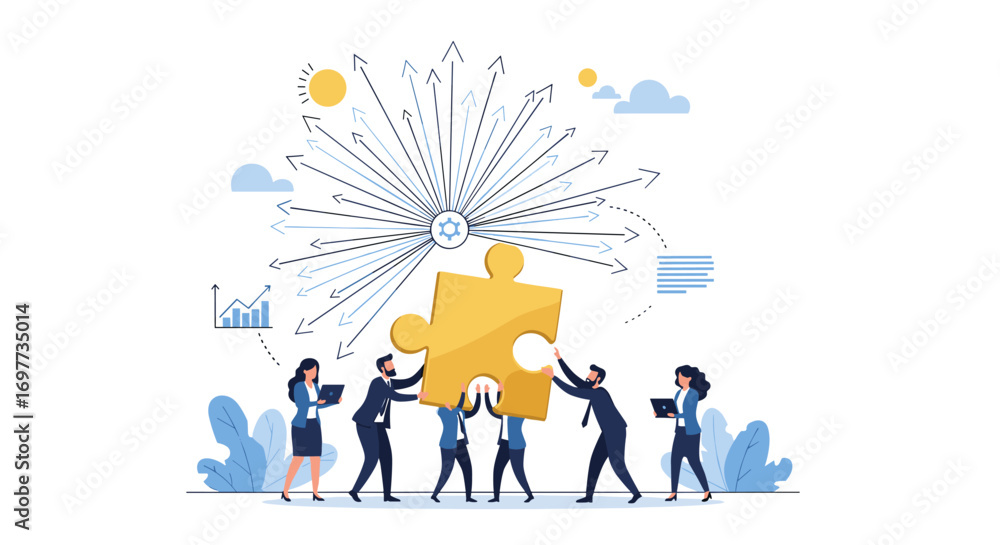 Obraz premium Teamwork collaboration strategy success business solution together growth