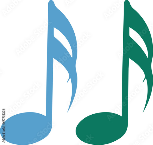 Harmonious Duet Two Vibrant Music Notes Standing Tall Together A Symphony of Colors and Rhythms