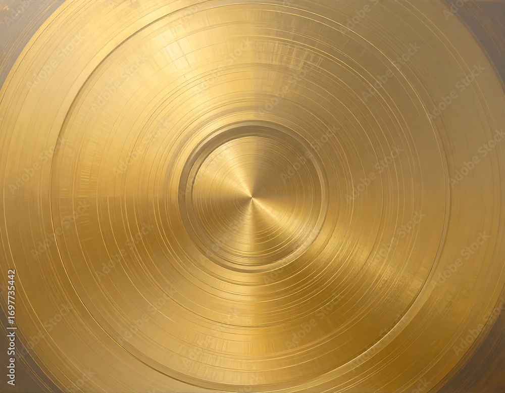 Obraz premium Golden circular metal surface with concentric rings