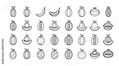 Collection of diverse oval and rounded shape silhouettes with intricate patterns