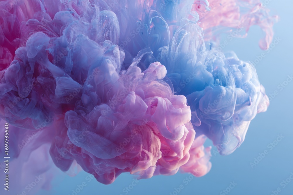 Obraz premium abstract pink blue smoke cloud ink in air dreamy pastel gradient background concept for creative posters banners templates and stylish artistic compositions
