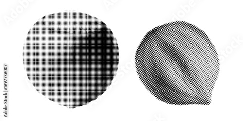 Hazelnut halftone style, retro pop art, black and white dots pattern, vintage engraving effect, isolated on white background