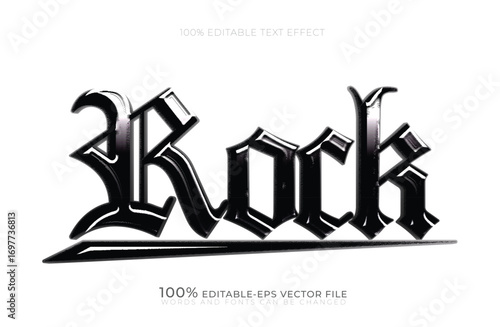 metallic black rock editable text effect