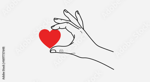 Hand holding a heart vector illustration for love and Valentines day designs
