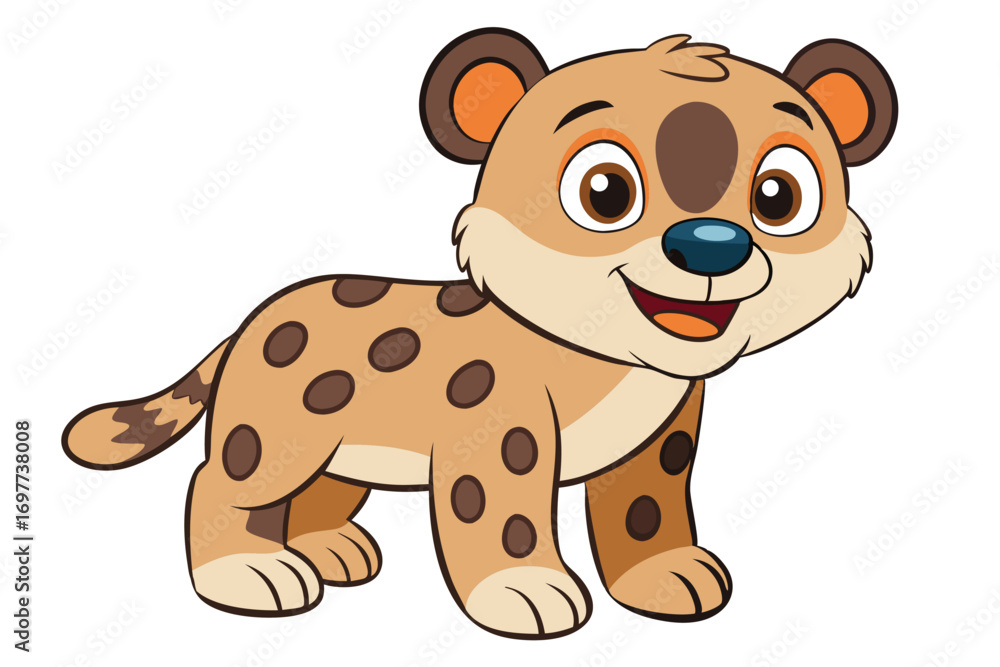 Fototapeta premium Cartoon Hyena with Brown Spots on a White Background