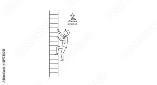 Business Ascend Ladder to Success Minimalist Line Art Concept