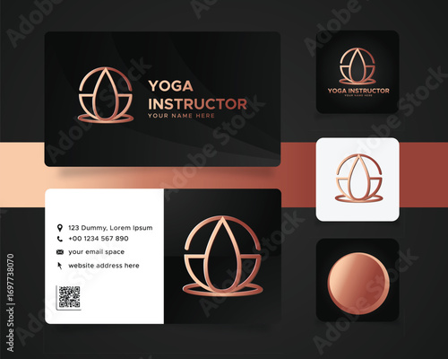luxury yoga instructor illustrative business card	
