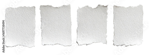 Four blank, torn pieces of paper