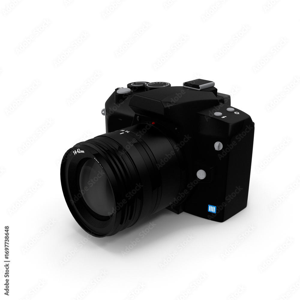 Fototapeta premium Modern 16 MP DSLR style camera isolated for photography design projects