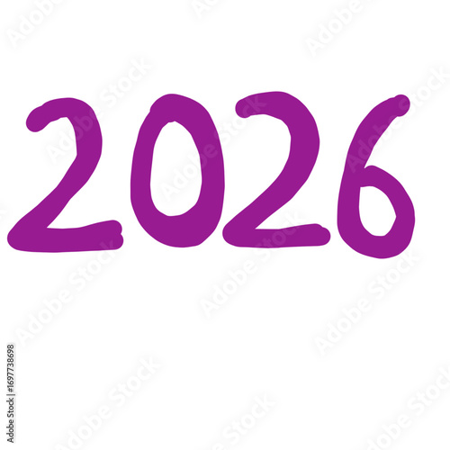 Purple 2026 year displayed against a stark in simple drawing