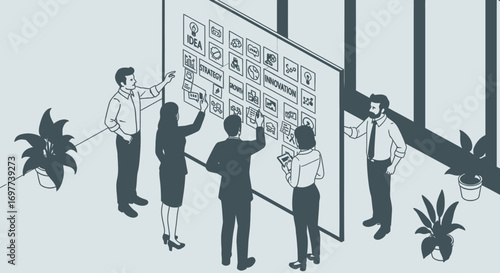 Brainstorming Teamwork Session on Business Idea Strategy Innovation Board
