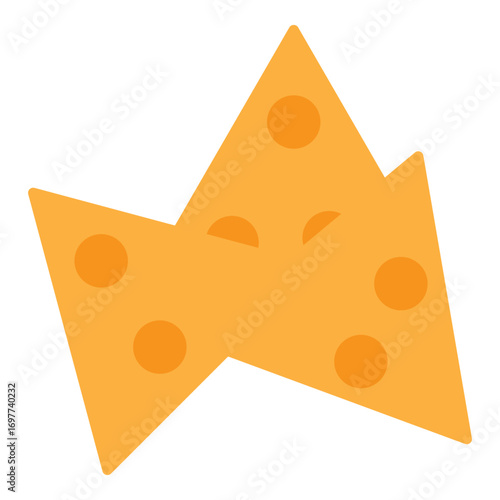 Cheese flat, triangular piece with holes vektor