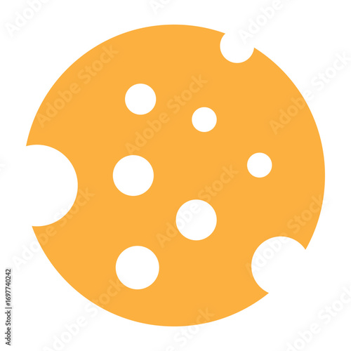 Cheese flat, triangular piece with holes vektor