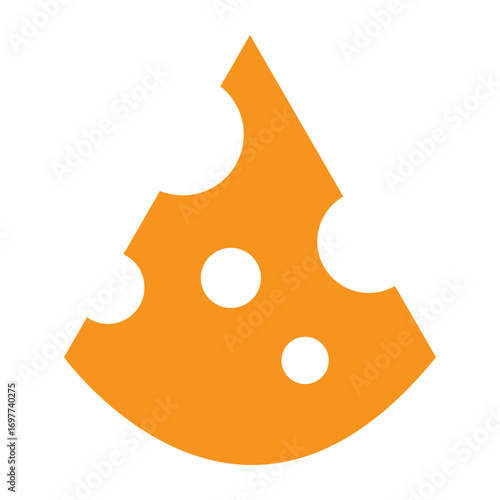 Cheese flat, triangular piece with holes vektor