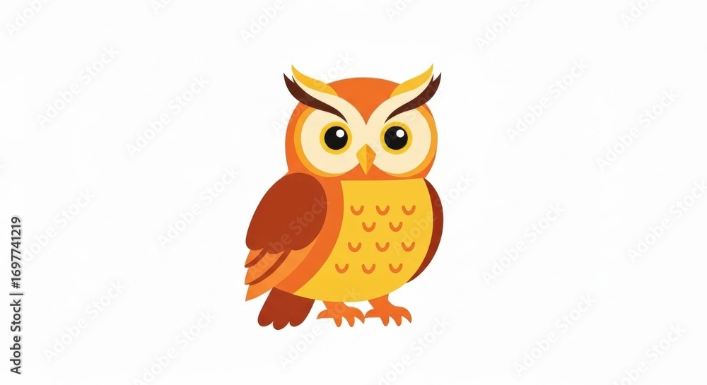 Fototapeta premium Cartoon Owl Illustration, Bright and Cheerful