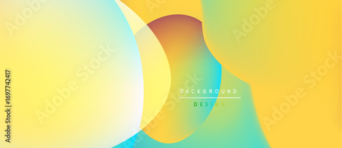Abstract gradients blend, creating soft color transitions. Yellows, oranges, greens form fluid shapes. Minimalist design suggests modern aesthetic.
