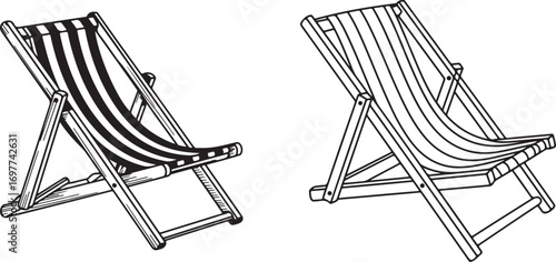 Beach Chair Deckchair Lounger Relaxation Summer Vacation Holiday Leisure Time Vector