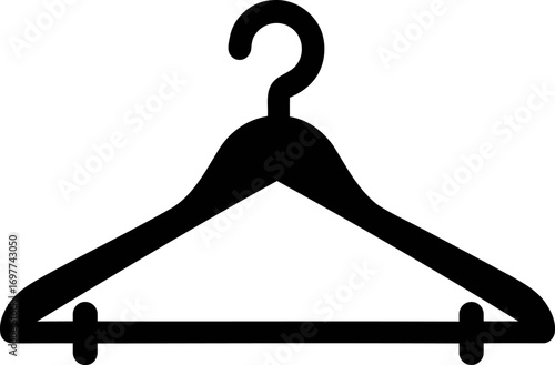 Simple black hanger icon for clothing storage and organization