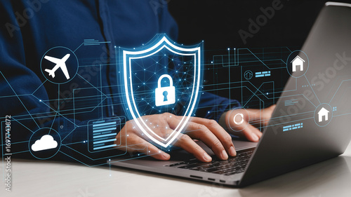 Cybersecurity protection for online travel booking and home automation systems on laptop device