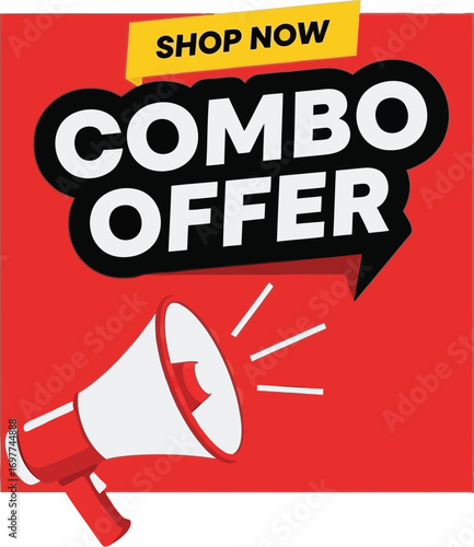 Exciting combo offer announcement with a megaphone and shop now button